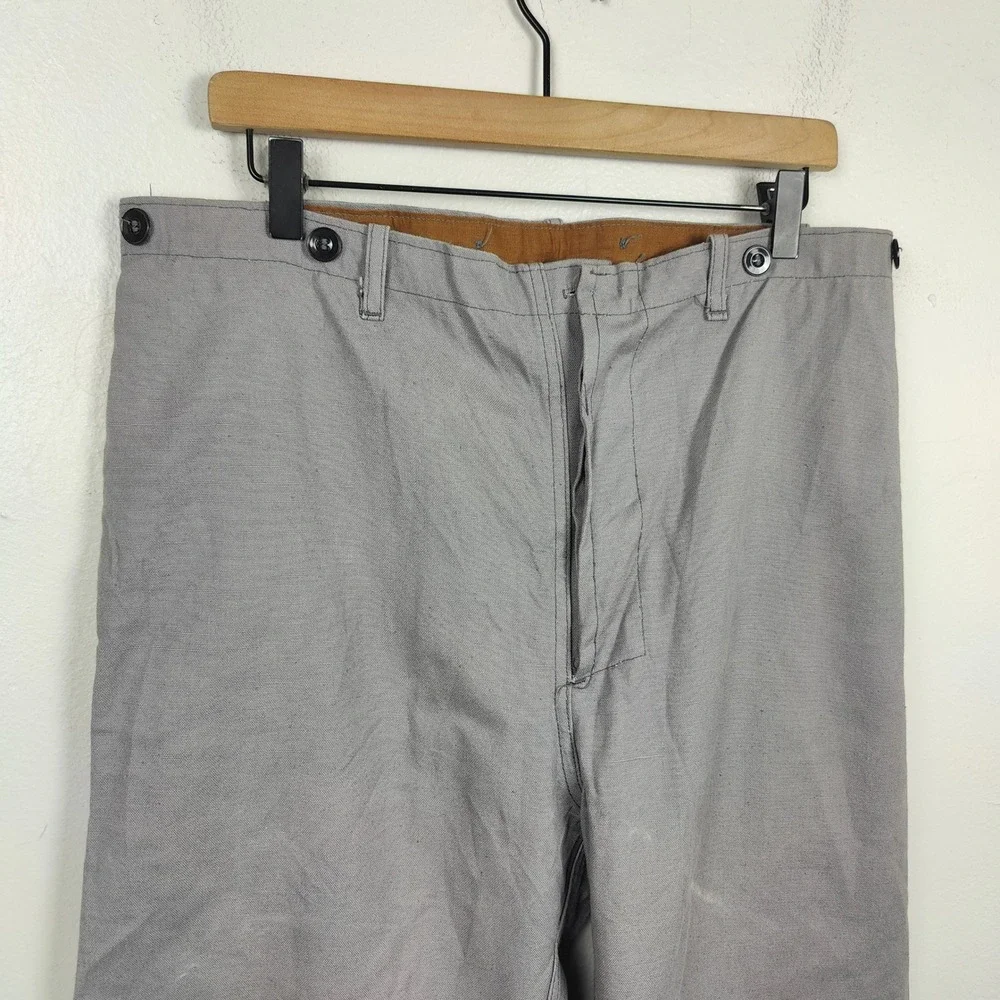 Veb Plastex Delitzsch German Workwear‎ Trousers Mens 52 US 36 Grey Cotton Pants